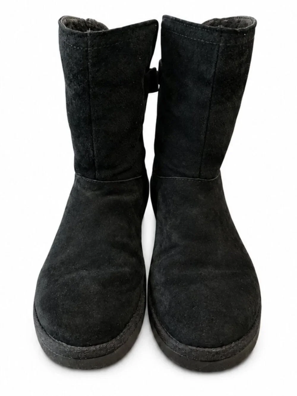 UGG Remora Boots Women's Size 10 Black Suede Shearling Buckle Winter Boots EUC